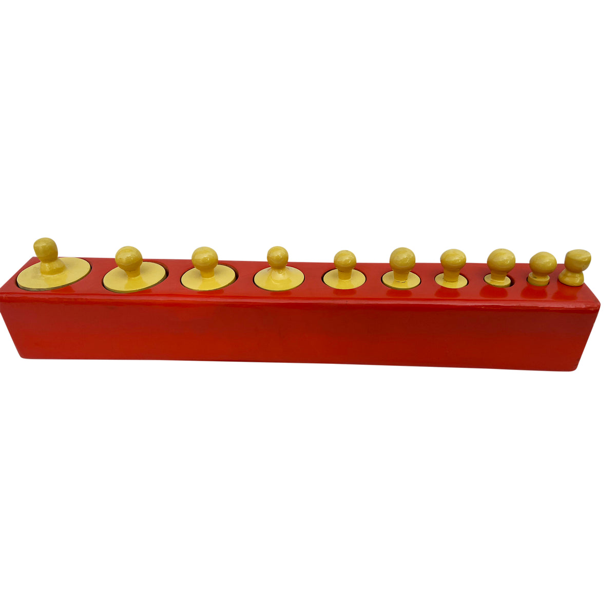 Red cylinder block with all knobbed cylinders in place