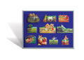 Ten painted farming cut-outs arranged on the Exhibit Board