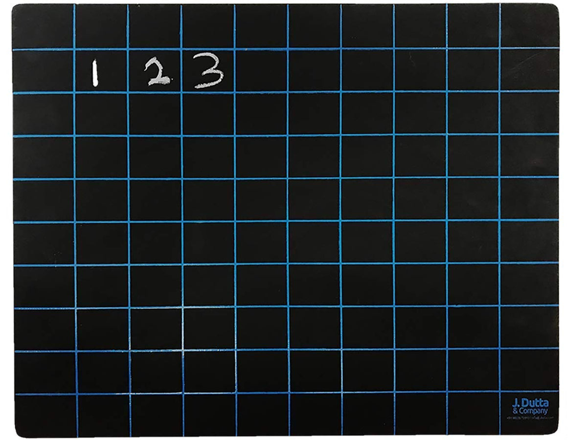 Wooden Black text with blue squares and J. Dutta and Co. logo embossed
