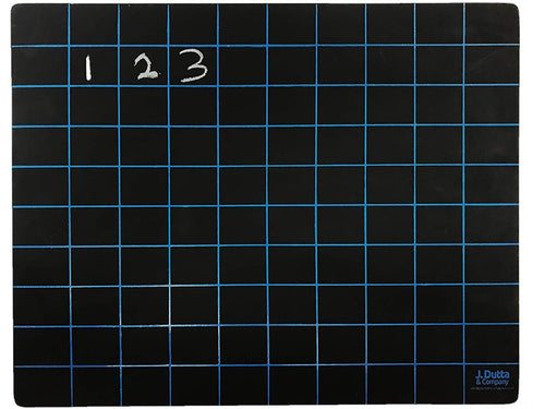 Wooden Black text with blue squares and J. Dutta and Co. logo embossed