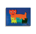 Cat and kittens wooden jigsaw tray puzzle on a blue board