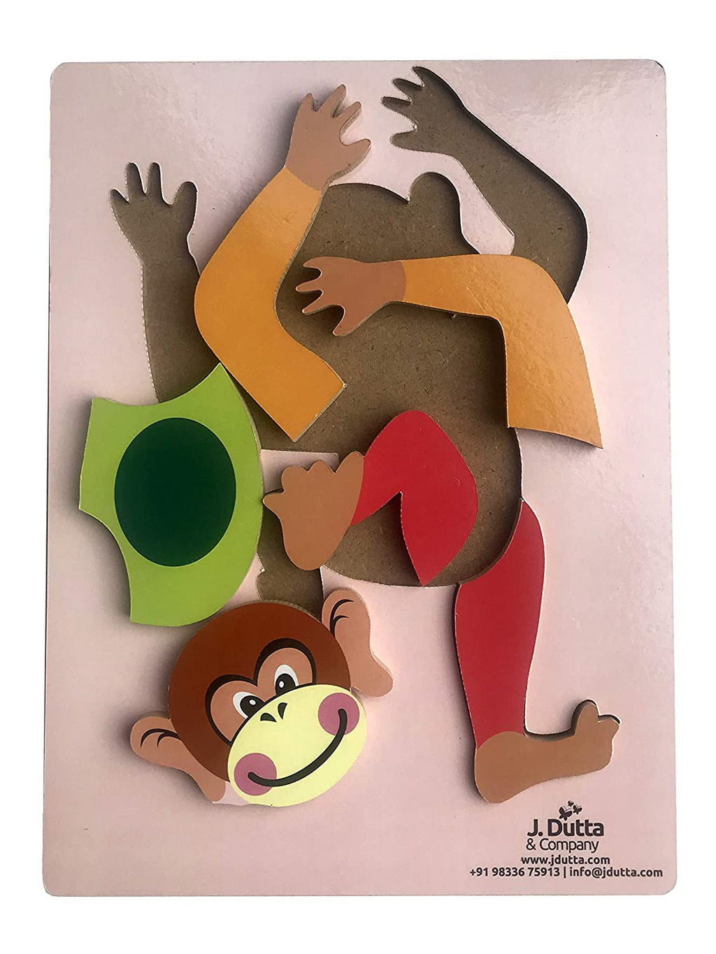 Monkey tray puzzle with pieces lifted out