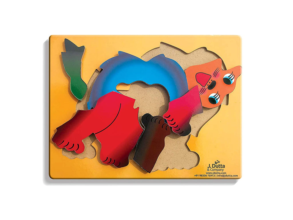 Lion tray puzzle with pieces lifted out