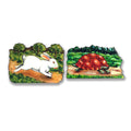 Hare and the Tortoise story cut-out: the hare running and the tortoise walking