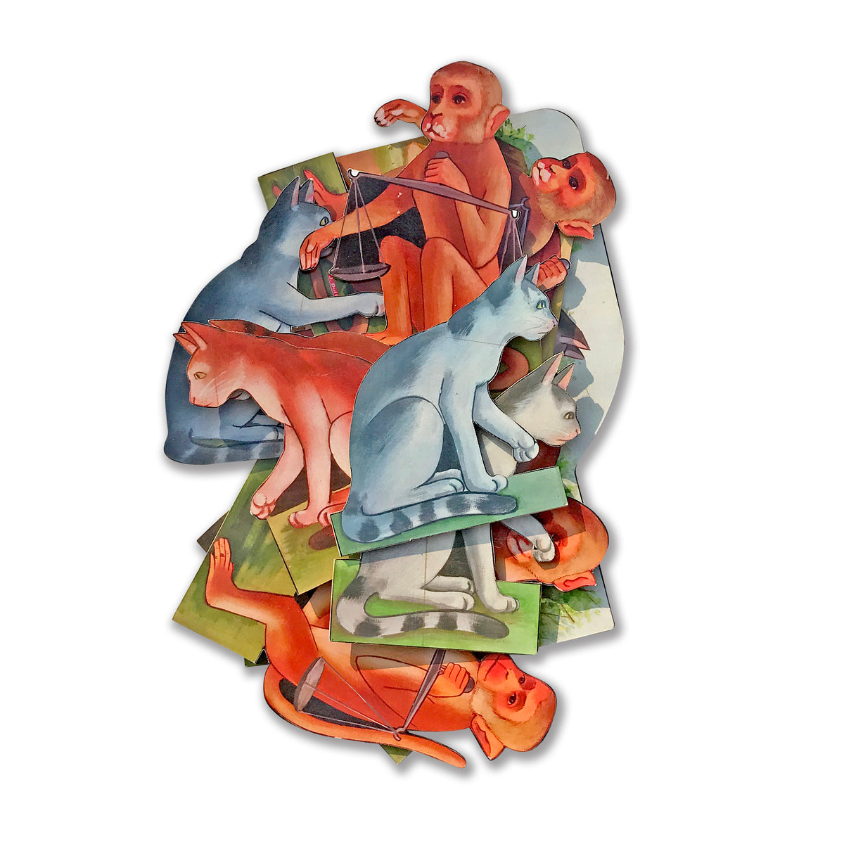 Monkey, Cats and cheese - Flash Card Story Cut-outs