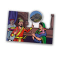 Hirkani story cut-out: Hirkani before the king at Raigad fort