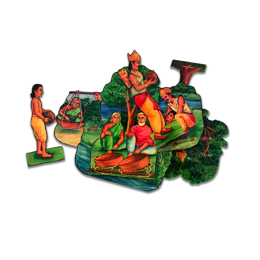 Shravan story cut-out scenes spread out