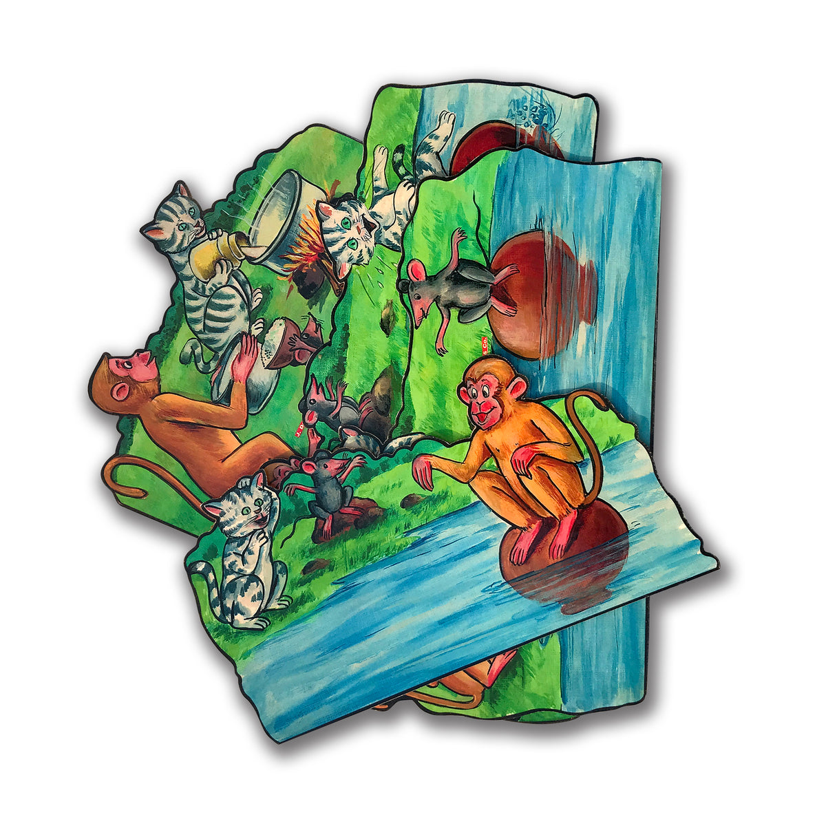 Monkey, Cat and Mouse (Bud Bud Ghagri)  - Flash Card Story Cut-outs
